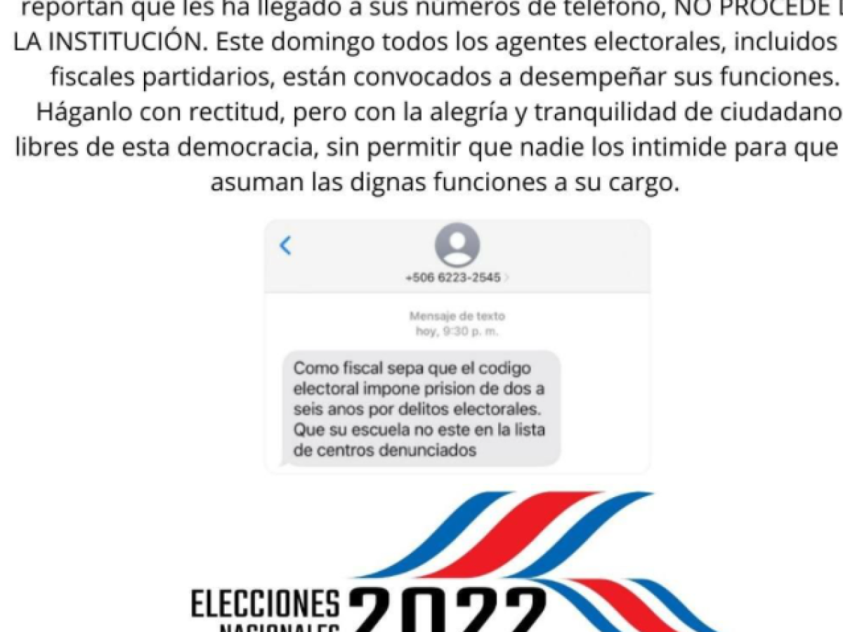 Costa Rica: Tribunal Supremo Electoral llama a fiscales a desarrollar labor con ‘rectitud, alegría y tranquilidad’