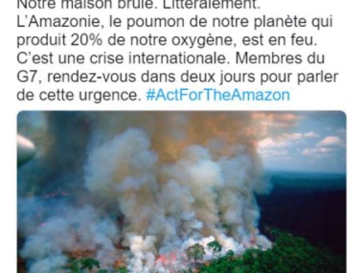 'Nuestra casa arde. Literalmente', dijo en Twitter y en Instagram el presidente de Francia, Emmanuel Macron