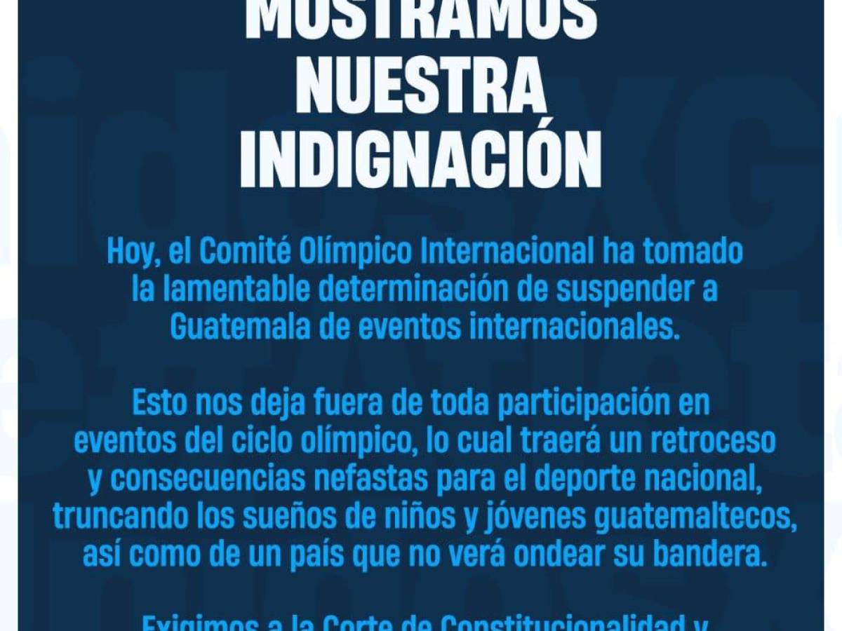 Guatemala: Atletas se pronuncian por la suspensión del Comité Olímpico Internacional al deporte