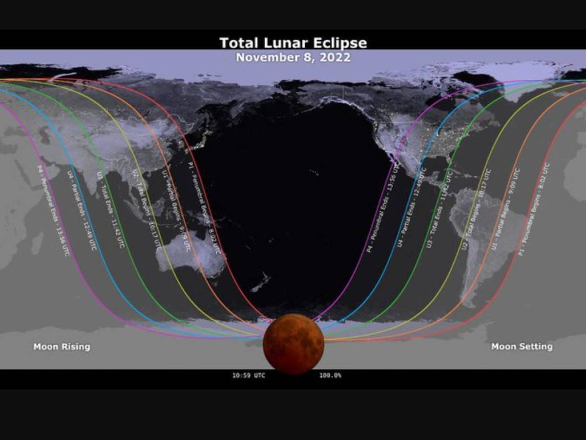 ¿Dónde se verá el Eclipse lunar total del 8 de noviembre?