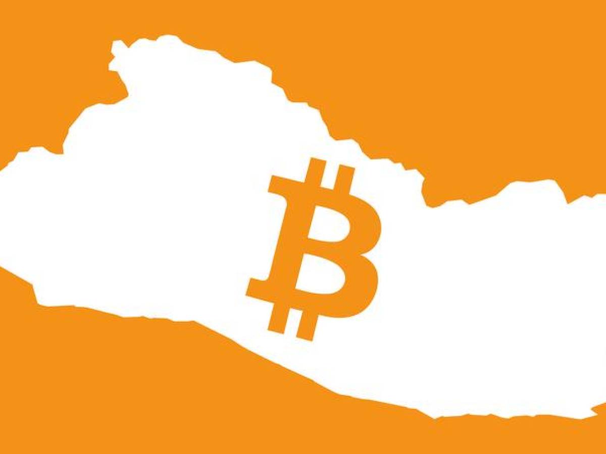 El Salvador map with bitcoin crypto currency symbol illustration