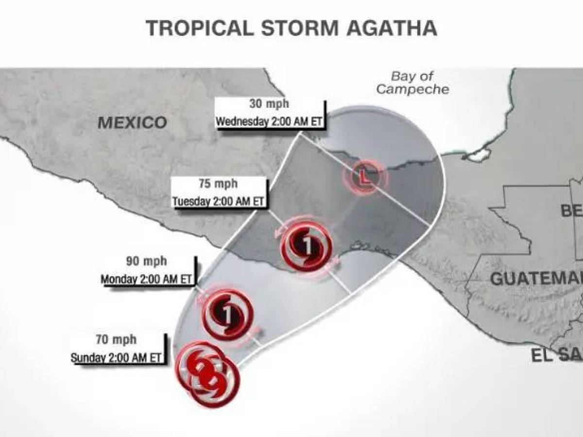 Huracán Agatha puede llegar a categoría 3 a la costa suroeste de México