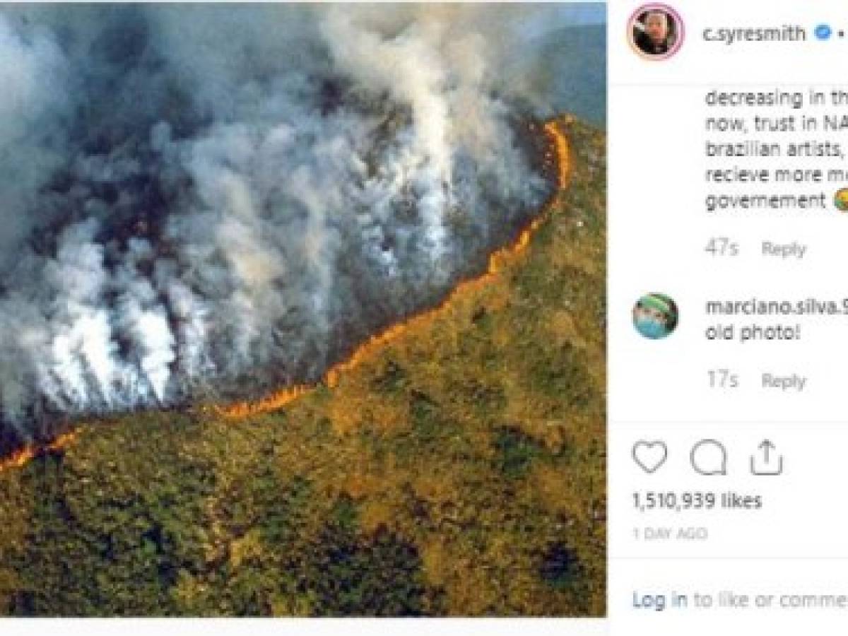 El actor Jaden Smith, hijo de Will Smith, compartió una foto de 1989 para ilustrar que 'la Amazonia está en llamas'.