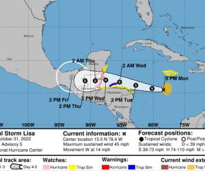 Alerta en el Caribe de Honduras, Guatemala y Belice por tormenta tropical Lisa