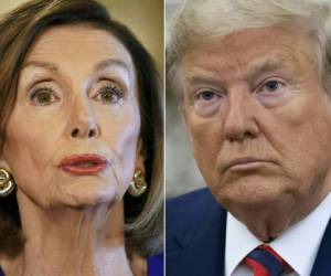 (FILES) In this file combination of pictures created on September 24, 2019 shows US Speaker of the House Nancy Pelosi, Democrat of California, on September 24, 2019 and US President Donald Trump in Washington, DC, September 20, 2019. - US House Speaker Nancy Pelosi said January 10, 2021, she was ready to start second impeachment proceedings against President Donald Trump unless he was removed from office within days. (Photos by Mandel NGAN and SAUL LOEB / AFP)