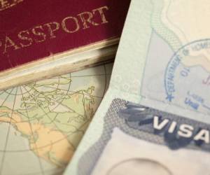 'US visa, vintage map and passport background'