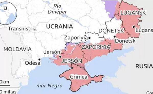 ¿Cuáles son las cinco regiones de Ucrania anexadas por Rusia desde 2014?