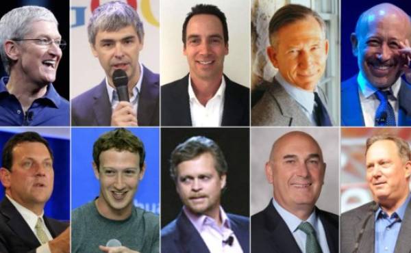 Top 10 de los CEOs más queridos por sus empleados. Entre ellos: Tim Cook, Larry Page, Marck Zuckerberg, Lloyd Blankfein y Glenn Johnson. (Foto: Archivo)